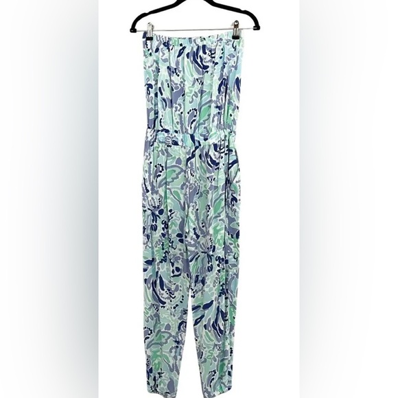 🪻 LILLY PULITZER Emiko Strapless Jumpsuit in Lilly Lilac Nice Ink. SMALL. - Picture 10 of 11
